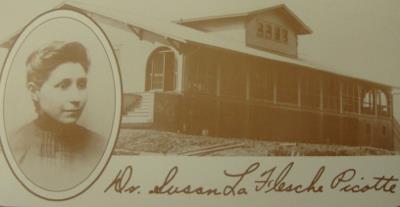 Dr. Picotte in front of her hospital